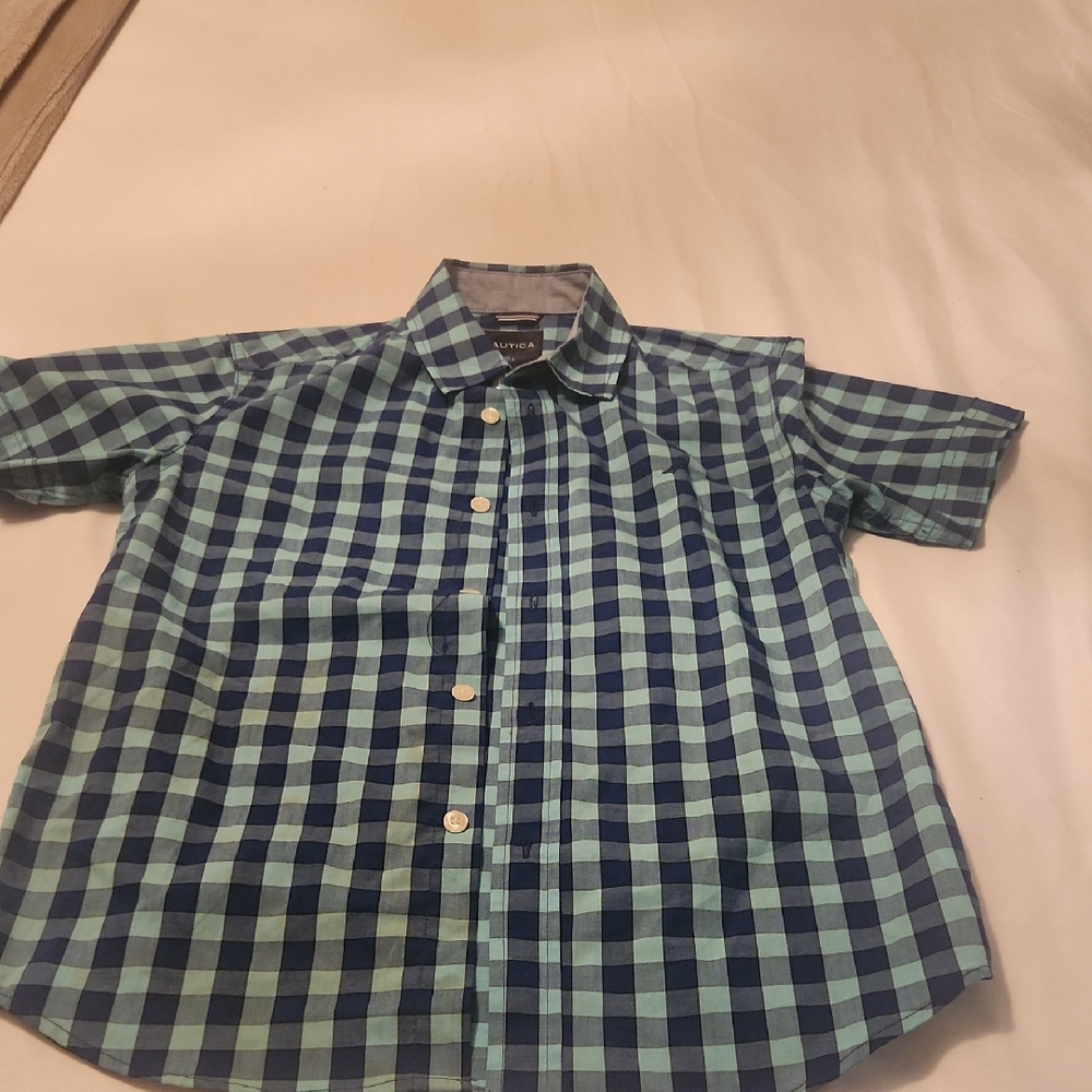 Blue and Green Checkered Shirt Nautica